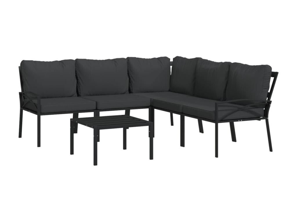 6-piece garden furniture set with steel grey cushions AUGJ85570