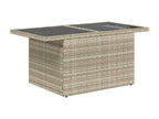 Garden furniture set with cushions, 7 pieces, light grey woven resin, OYUH89366
