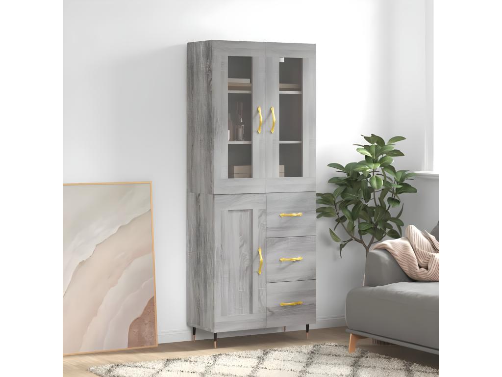 Decohaute tall sideboard, grey, 69.5x34x180 cm, engineered wood, ZDQX74384