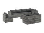 9-piece garden furniture set with cushions, Grey Wicker Resin RERJ32768