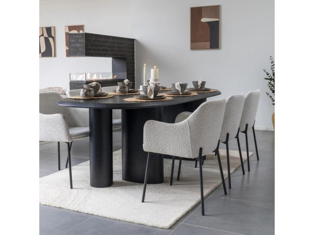 Decohaute - Set of 2 dining chairs in bouclé fabric and metal - Ecru XUNN14310