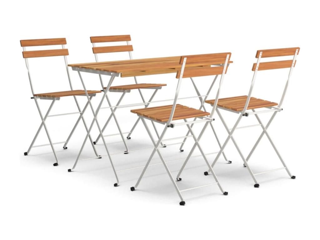Decohaute 5-piece folding set, solid wood and steel, GOGS77130