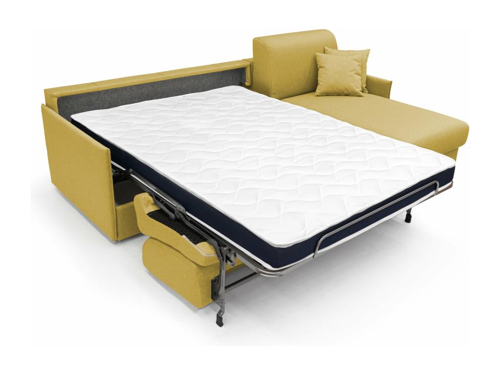Domopure Convertible Corner Sofa in Waterproof Fabric T02 252 cm Left Facing Matte - 140x197 Yellow DXOI56571