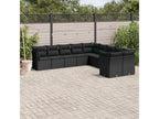 10-piece garden furniture set with cushions, black woven resin WACX94399