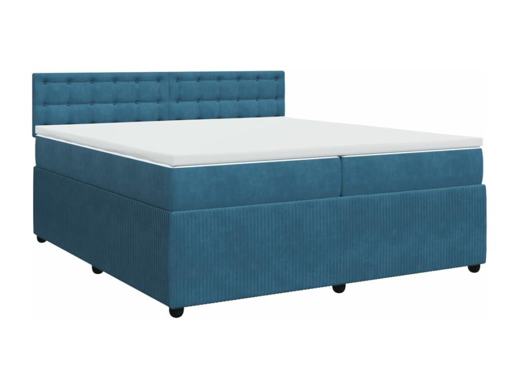Decohaute bed base and mattress, blue 200x200 cm velvet ZXON06561