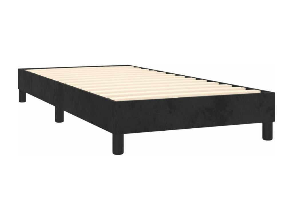 Upholstered bed base with mattress, black, 90x190 cm, velvet, HTFB02808