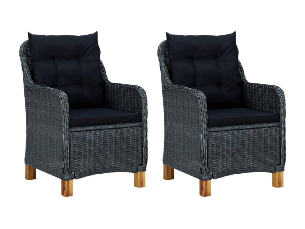 3-piece garden furniture set with cushions, dark grey woven resin PXVA63011