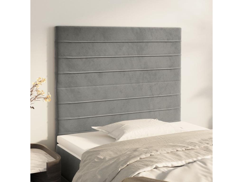 2-piece headboard set, light grey, 100x5x78/88 cm, velvet, TDWH63532