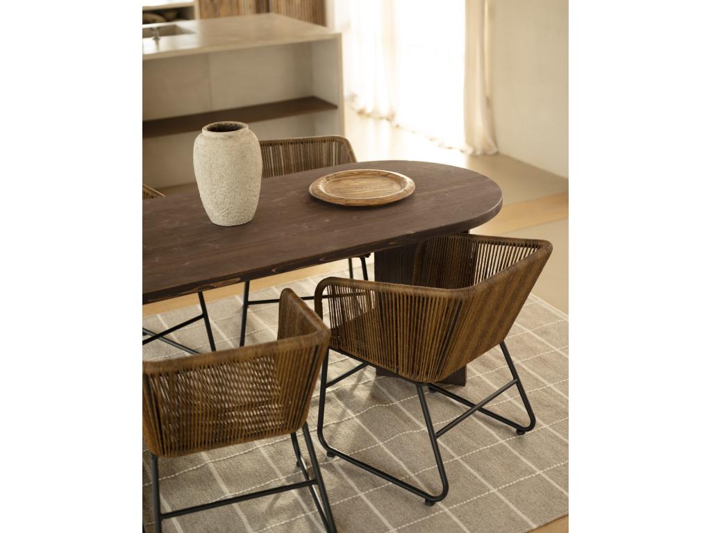 Brown fir wood dining table 200x75cm - Decohaute VOYZ92153