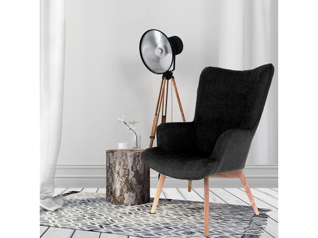 Decohaute - Black Armchair with Natural Legs AXXH24103