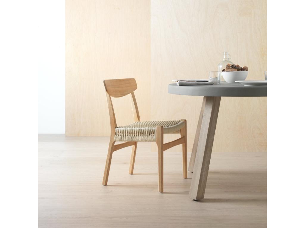 Set of 4 rubberwood chairs with woven seats GFVD96241