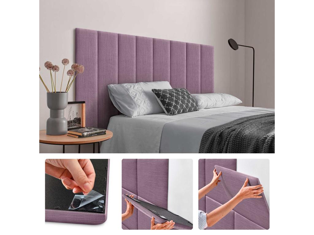 Decohaute Set of 6 Self-Adhesive Linen Wall Panels for Sound Absorption and Shock Protection, and Decohaute Headboards, 60x30cm x6 TDRU48584