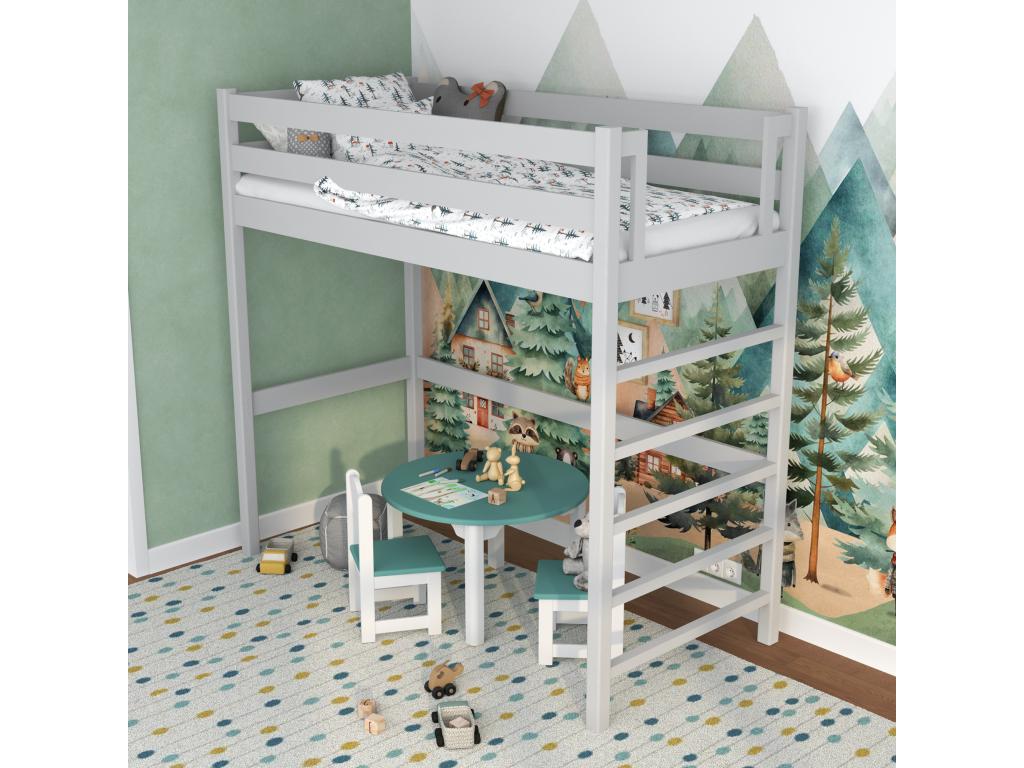 Wooden loft bed N01 Grey 80x180 GWZD89807