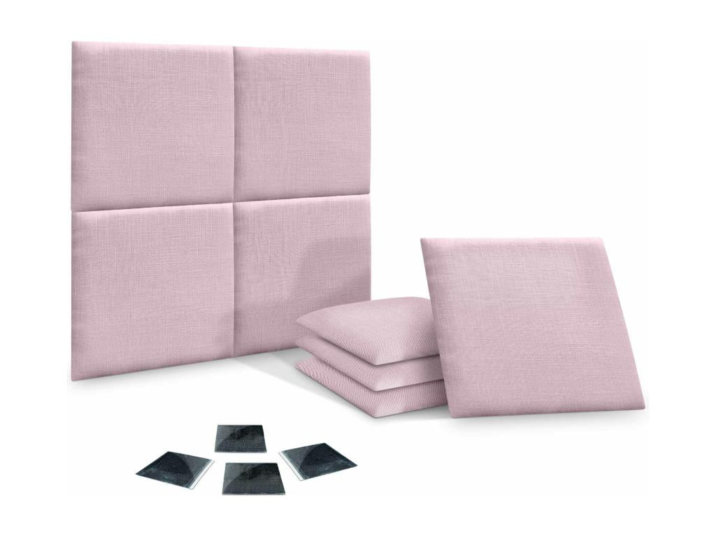Domopure Set of 8 Self-Adhesive Linen Wall Panels, Sound Absorbing, Shockproof, and Suitable for Bed Headboards, Powder Pink, 60x60cm x8 FGPI24918