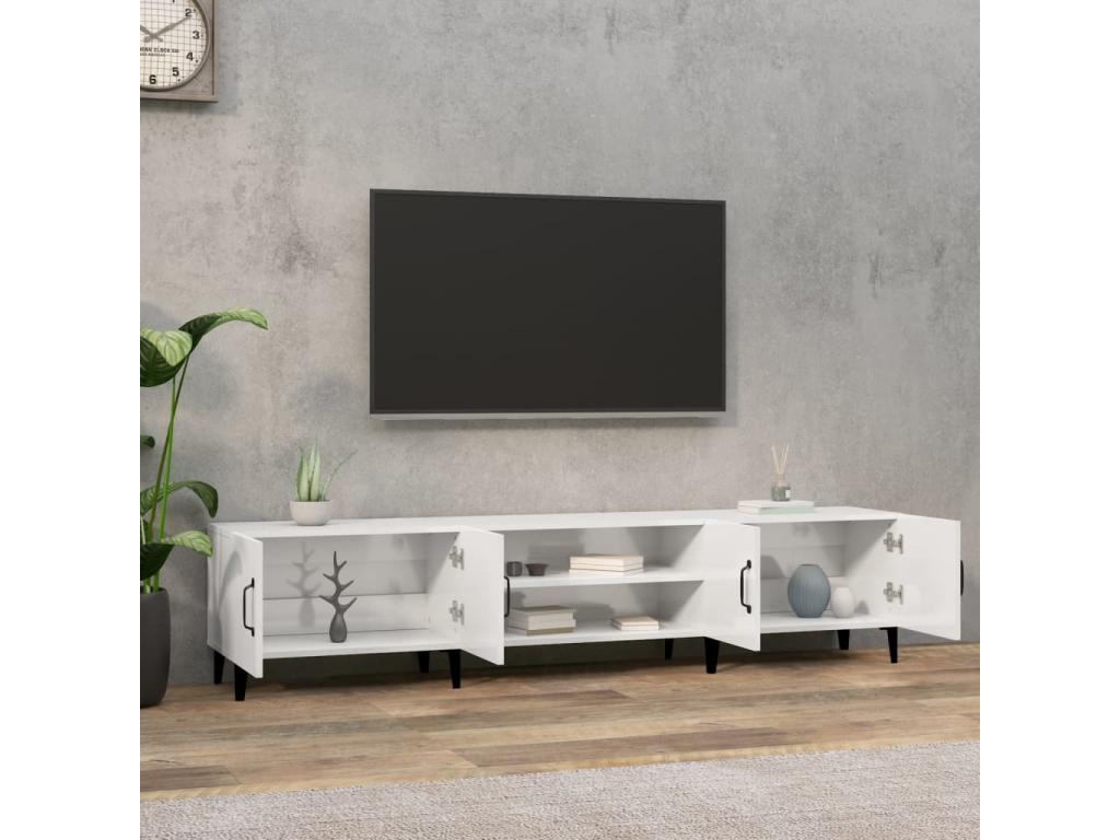 High-gloss white TV stand 180x31.5x40 cm engineered wood DPEM67030