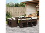 11-piece brown rattan garden dining set with cushions ZFFU82312