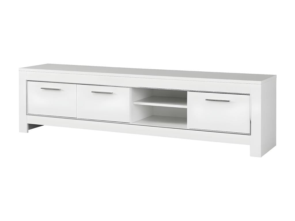 Decohaute - High Gloss White Lacquered Living Room Set TV Stand 2-Door Sideboard Square Coffee Table JDRR00409