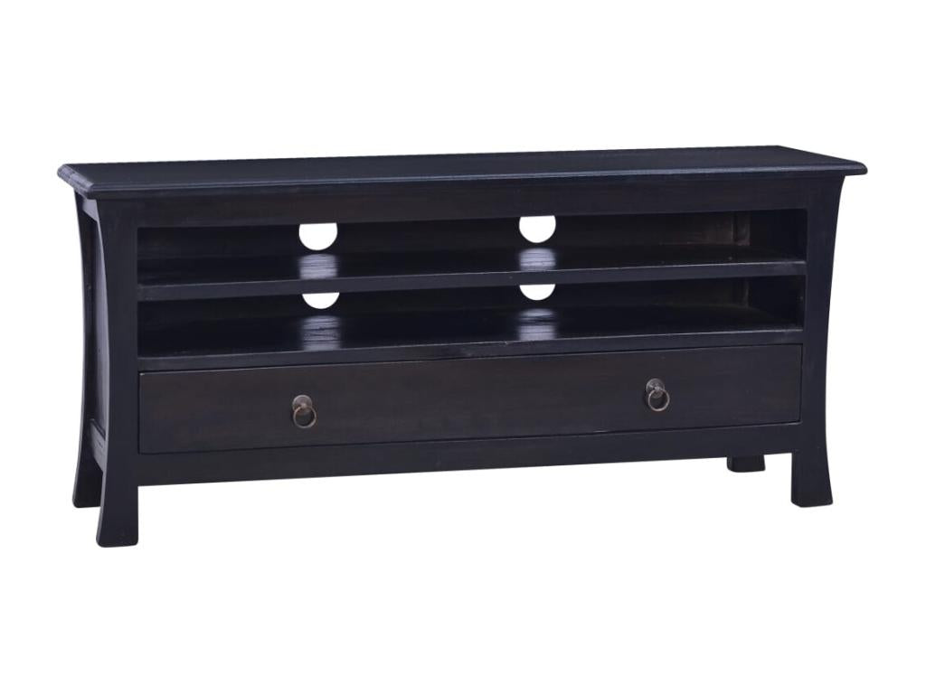 Light black coffee-colored TV stand, 100x30x45 cm, solid mahogany wood, VEIW79318