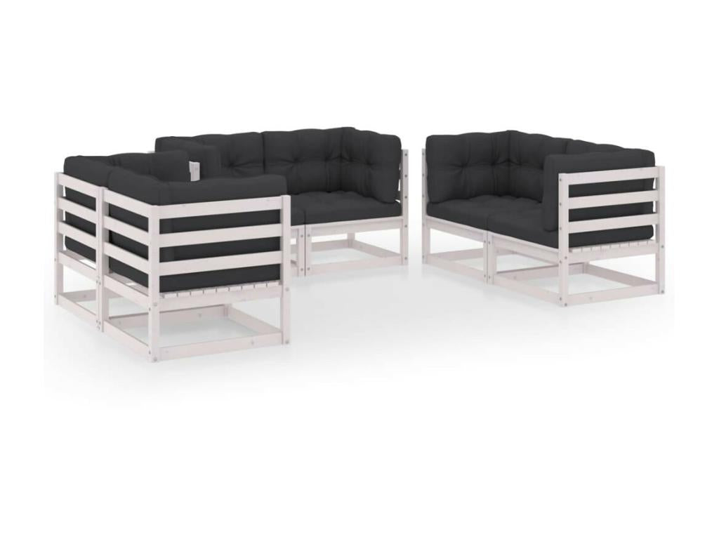 6-piece garden furniture set with cushions, solid pine wood, 12 UDUJ50922
