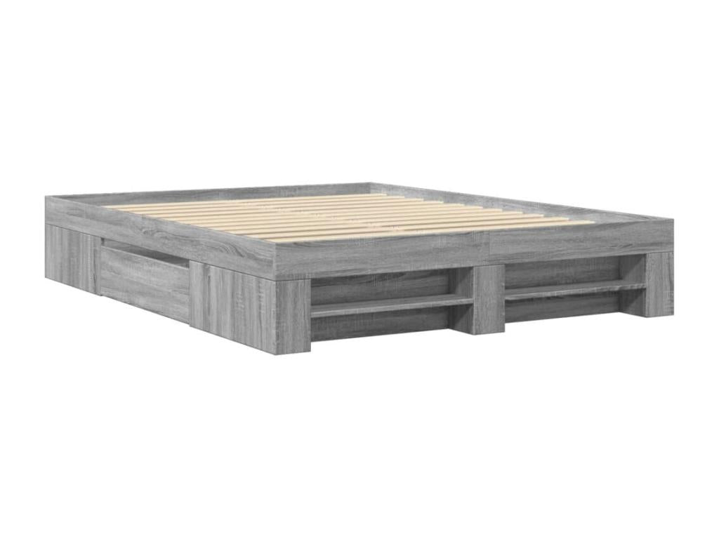 Domopure grey engineered wood bed frame (no mattress) 160x200cm NKWZ04939
