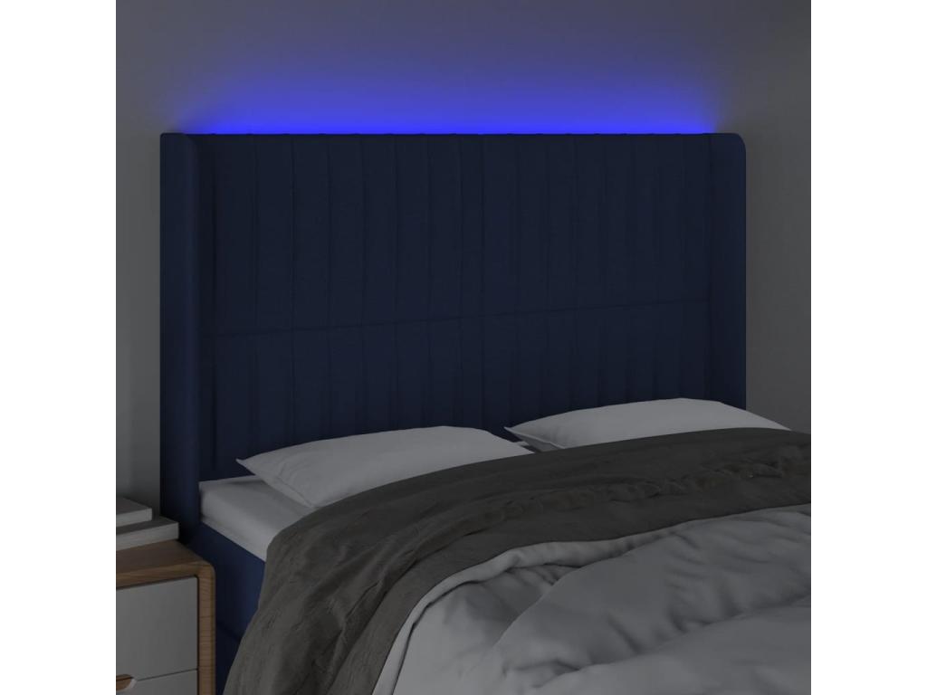 Blue LED Headboard 147x16x118/128 cm Fabric UXMQ16076