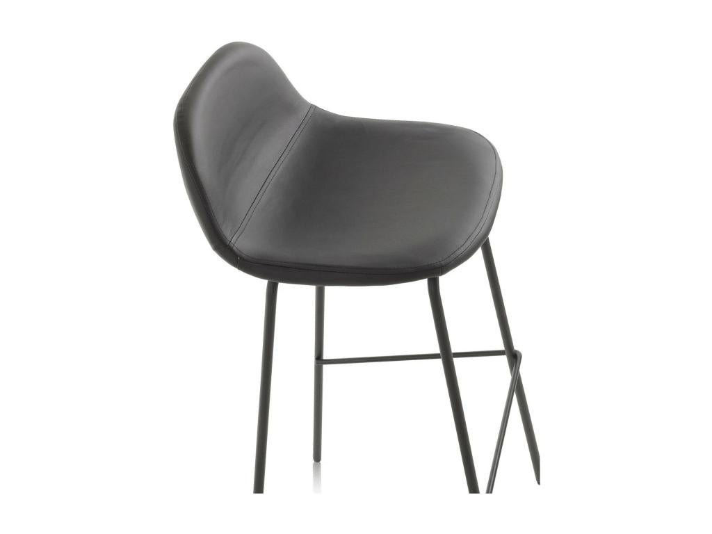 Decohaute KRTQ79752 black faux leather bar stool with black metal legs