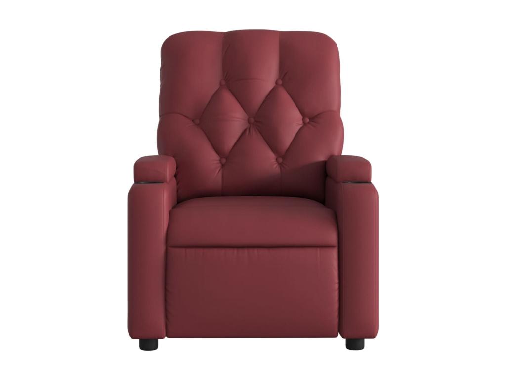 Electric reclining armchair, burgundy red faux leather AQGD53754