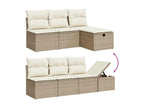 8-piece garden furniture set with cushions, beige woven resin OOOZ44750
