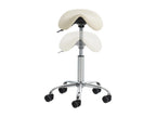 Set of 2 Office Stools - Faux Leather - Cream - Domopure DHJQ98652