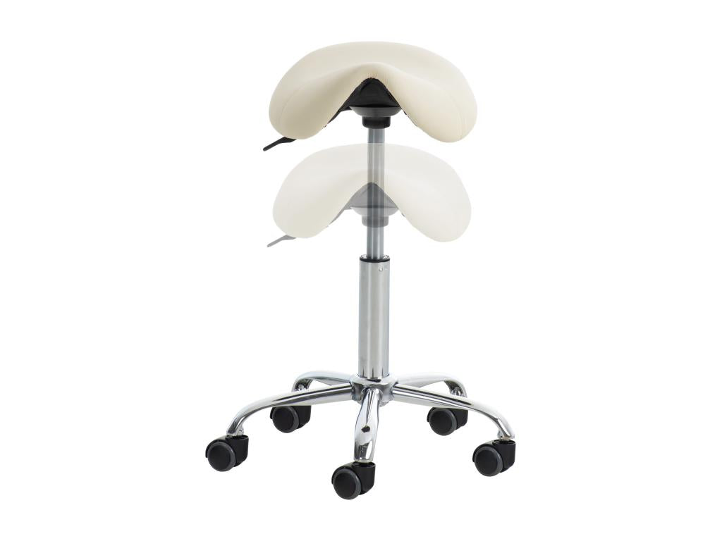 Set of 2 Office Stools - Faux Leather - Cream - Domopure DHJQ98652