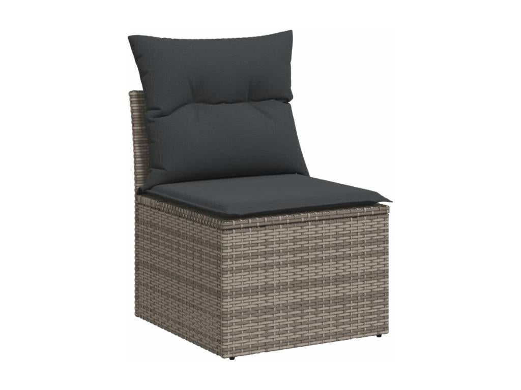 8-piece garden furniture set with grey resin wicker cushions SPFA98511