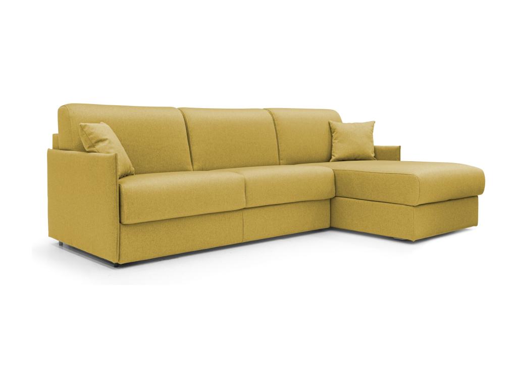 Domopure Convertible Corner Sofa in Waterproof Fabric T02 252 cm Left Facing Matte - 140x197 Yellow DXOI56571