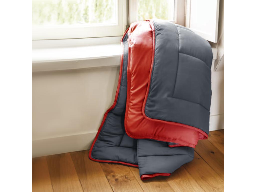 Decohaute two-tone winter duvet, 140x200 cm, grey/red, 400 g/m² polyester fiber filling, TSSV76198