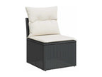 9-piece garden furniture set with cushions, black resin wicker AOKV51185