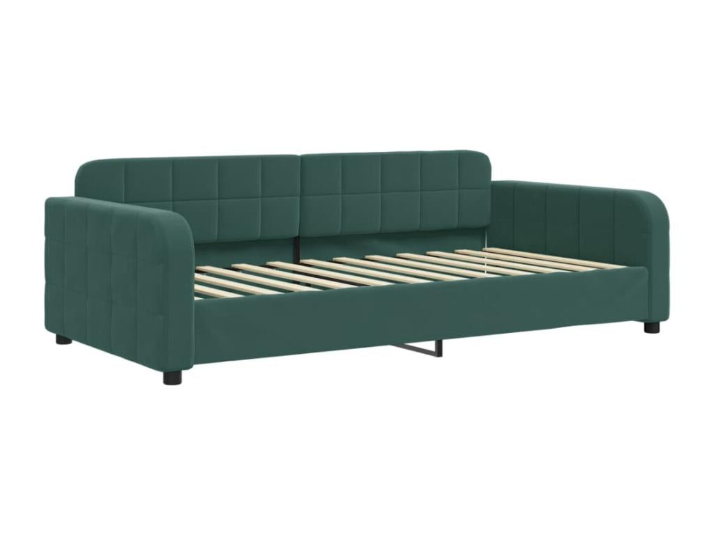 Daybed with pull-out bed, dark green, 100x200 cm, velvet, AXMG02571