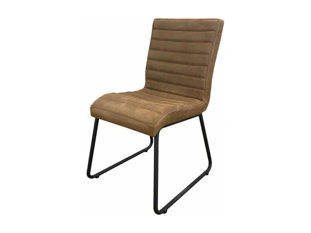 Set of 2 Marcella Chairs in Customizable Leather, Iron and Brown Cowhide Leather - Domopure Fabrics TELO74574
