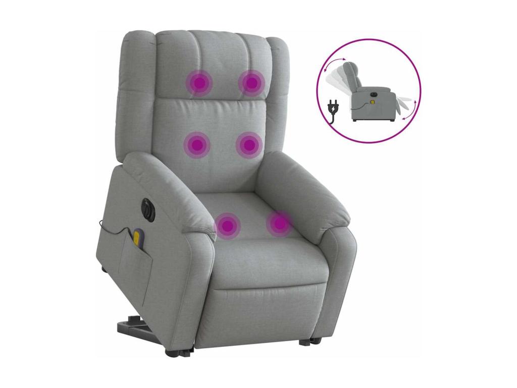 Electric reclining massage chair, light grey fabric OSMV00964