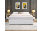 White 120x200 cm Storage Bed with Removable Cover and Legs - Domopure - Quick and Easy Assembly - Easy-Care PVC Faux Leather Upholstery YYAC08171