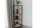 Domopure Wood and Metal Corner Shelf Storage Stand Bookcase Decorative Bookshelf Freestanding Insasi 4 Honey Oak FNUL66587