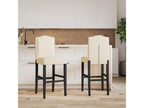 Bar stools, set of 2, solid rubberwood and fabric QGQR70349