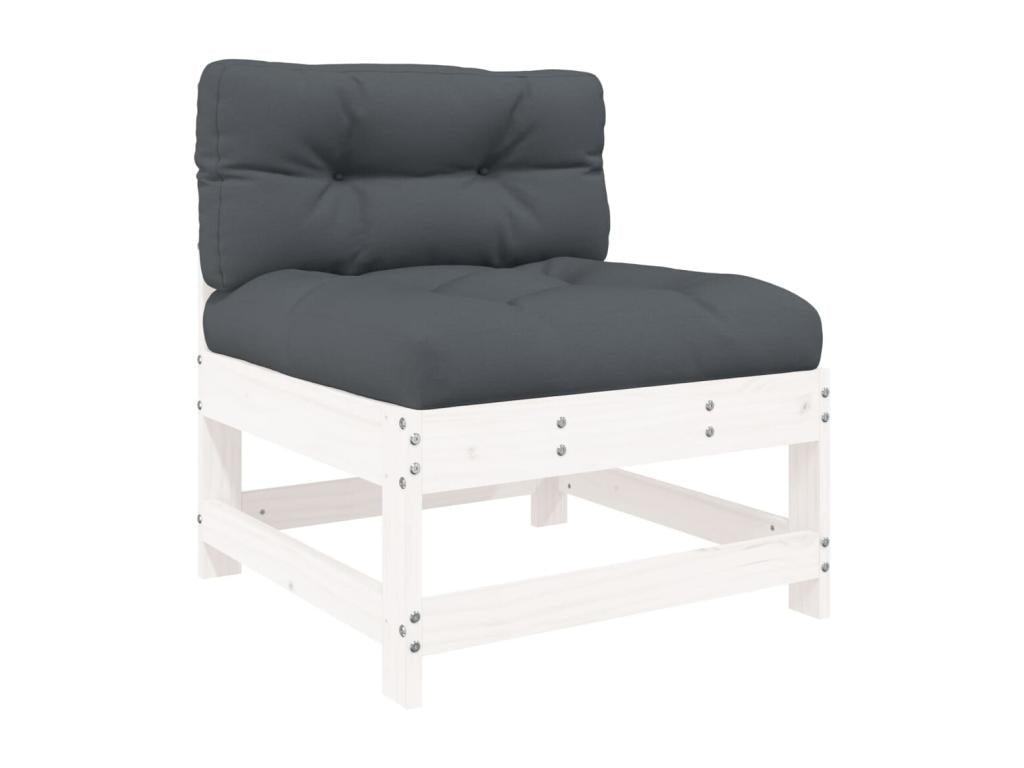 7-piece garden furniture set with cushions, white, solid wood BRTD17454