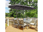 XXL garden parasol, large size 4.6L x 2.7W x 2.4H m, high-density steel and polyester, grey, QTJZ16894