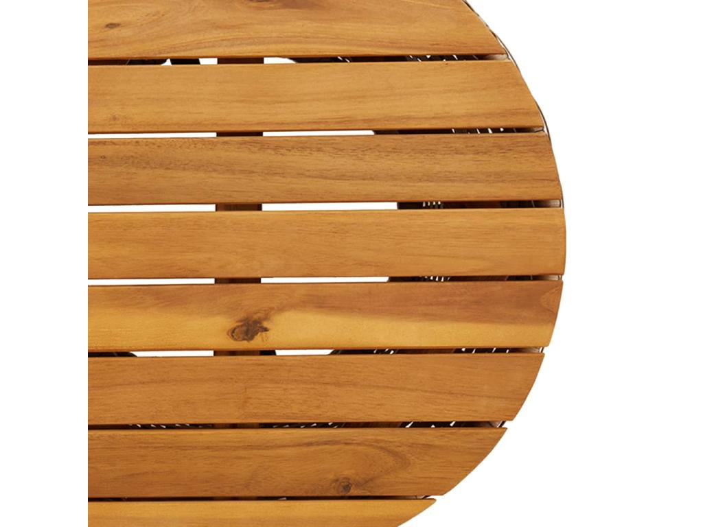 Domopure Premium - Drum-shaped garden side table, beige rattan and solid wood JUEB68750