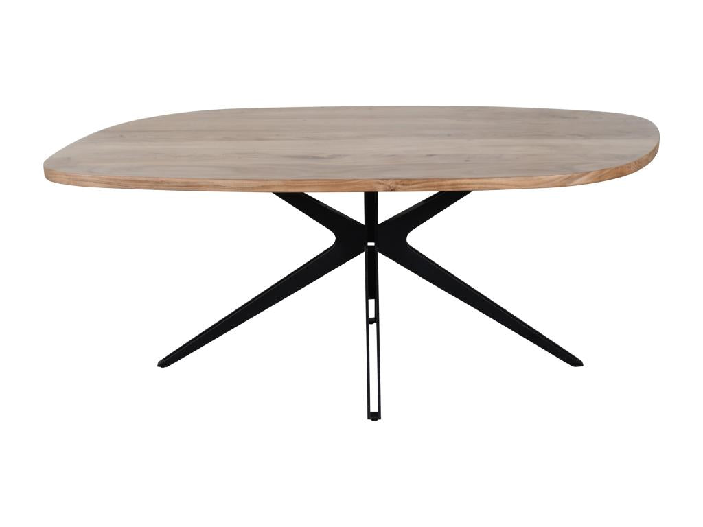 Domopure YEAZ85968 8-Person Dining Table in Wood and Metal - Natural and Black