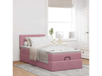 Ottoman bed frame with pink velvet mattress 100x200 cm POFS93037