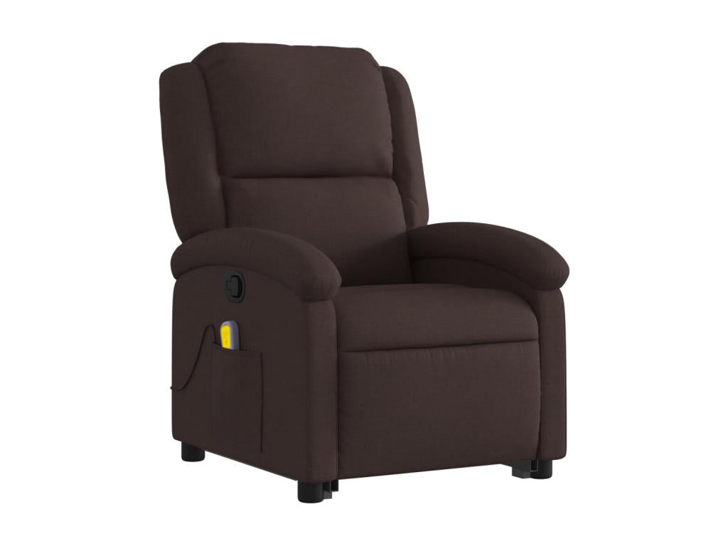 Reclining massage chair, dark brown fabric, UPHK08140