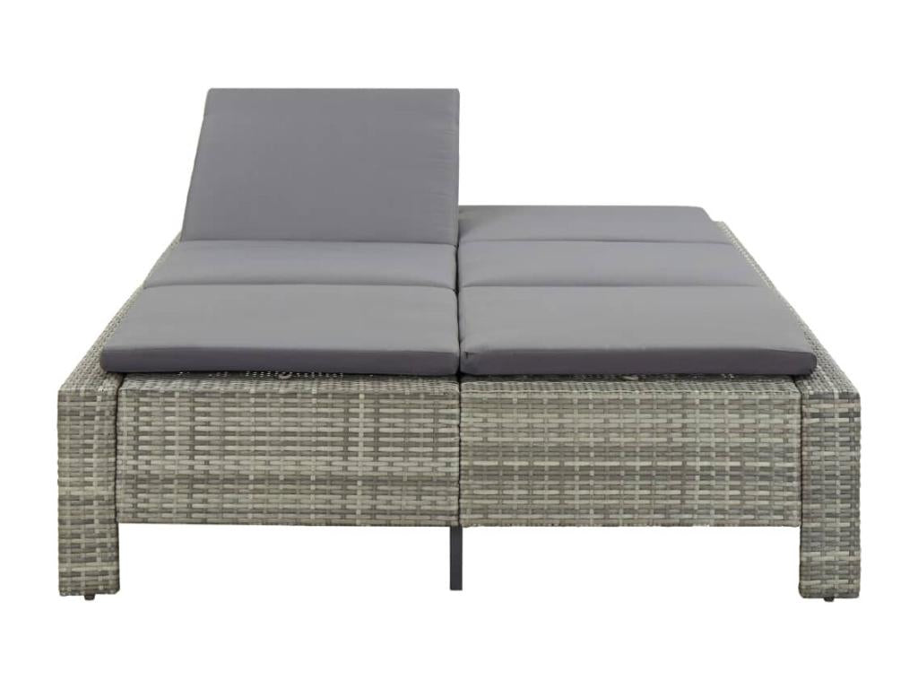 2-seater sun lounger with cushion, Grey, Woven Resin DGCO66300