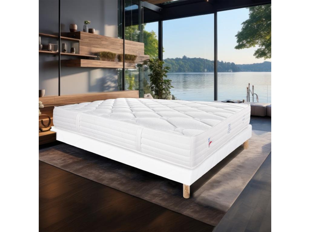 Patriote Mattress Set, 27cm High-Density Foam, Firm Summer/Winter Sides, White Slatted Base, 13cm Thick, 140x200cm, MQLS19953