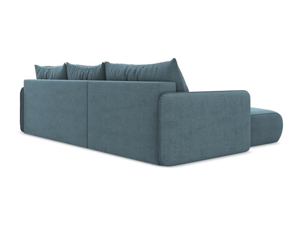 Decohaute BGLJ55256 Left-hand corner sofa bed in textured fabric - light blue