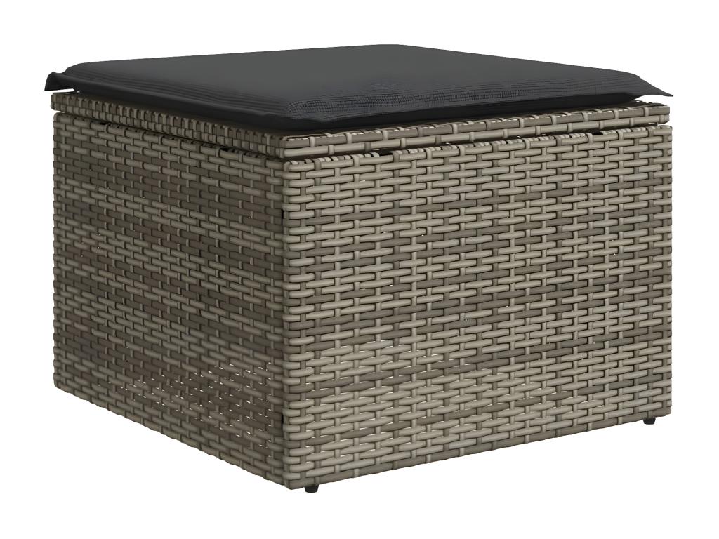 Garden furniture set with cushions, 7 pieces, grey woven resin OKGD39866